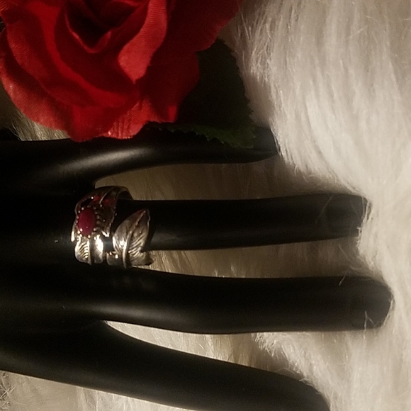 FEATHER RUBY RING - Picture 1 of 3